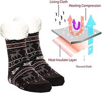 Chaussettes en tricot de cerf en peluche pour homme, chaussons épais, chauds et confortables avec poignées, collection hiver