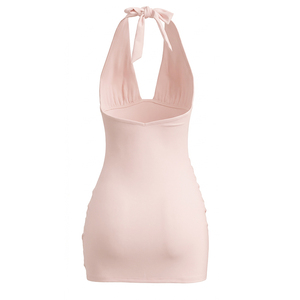 Viviblook J26RP251 Vestido de fiesta mini sin mangas con cordones y espalda descubierta para mujer, novedad de verano, color liso, informal - Product Image 6