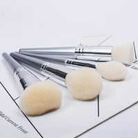 Pinceaux de maquillage Dongmei, vente en gros, argent, logo personnalisé, marque privée, luxe, végan, 11 pièces, manche en bois, pinceau de maquillage pour le visage