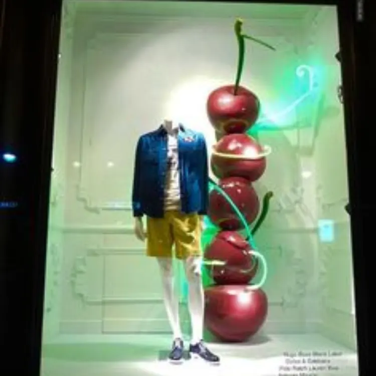 تمثال عملاق من الفاكهة والكرز الاصطناعي والكرز الأحمر من الفايبرجلاس على الموضة لتزيين نوافذ المتاجر