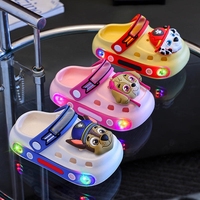 Sandales et Chaussures de Jardin d'Été Lumineuses pour Enfants, Sabots à Enfiler Garçon avec Motif Dessin Animé, Trous Lumineux pour l'Été