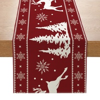 Chemin de table en polyester imprimé Noël, motif sapin et flocons de neige, style ferme, prix usine, vente chaude, pour intérieur
