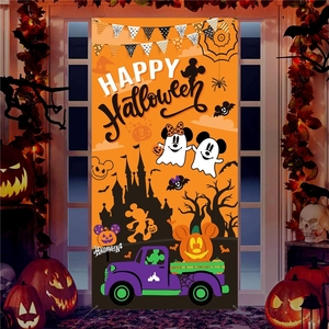 <span class=keywords><strong>D</strong></span>écorations murales pour fête <span class=keywords><strong>d</strong></span>'Halloween : Tissu suspendu citrouille et fantôme pour cadre de porte, accessoires photo <span class=keywords><strong>d</strong></span>'<span class=keywords><strong>horreur</strong></span>, toile de fond festive - Product Image 6