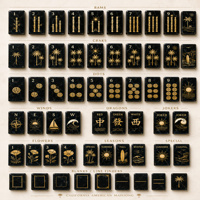 Tuiles de Mahjong américaines en acrylique double couche, motif marbre noir avec gravure dorée, illustration palmier, design côtier moderne