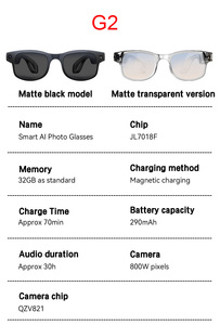 Lunettes Intelligentes G2 AI avec Transmission Wi-Fi, Caméra, Prise de Photos, Enregistrement Vidéo et Audio, Traducteur IA, Lunettes de Soleil, Casque Portable - Product Image 6
