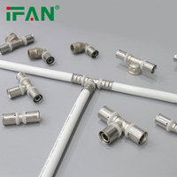 IFAN Vente Chaude Raccords à Sertir PEX 16-32mm, Connecteurs de Tuyaux PEX-Al-PEX, Raccords à Sertir en Laiton pour Plomberie