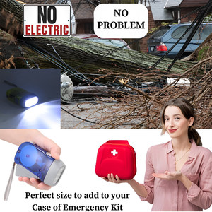 3 LED Hand Crank Đèn pin Pin hoạt động khẩn cấp Cắm Trại Đi Bộ Đường Dài Ngoài trời bền ABS nhựa màu xanh lá cây IP54 cao CRI 90 200m - Product Image 2