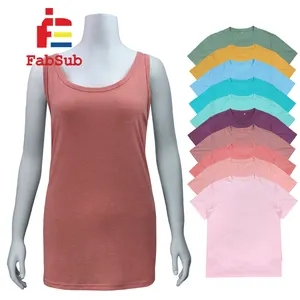 Camisetas sin mangas de color brezo para mujer, camiseta sin mangas con sublimación en la espalda de corredor de poliéster en blanco para impresión personalizada