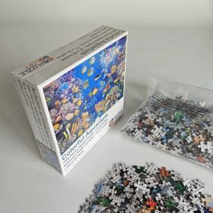 Hoogwaardig op maat gemaakt full colour papier/karton educatief wit bord puzzel kleurrijk aquarium 1000 stukjes puzzel - 27x20 - Product Image 1