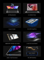Ordinateurs portables CHUWI CoreBook X 8/512 Go Intel Core I5-8259U Win 10 Ordinateur portable 2160*1440 IPS 14 pouces 11.55V/4000MA Ordinateur portable professionnel