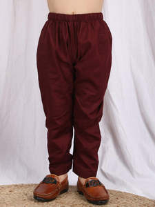 ชุดคุรตะผ้าฝ้ายสีครีมสำหรับเด็กผู้ชาย พร้อมลายจักรยาน แขนยาว สไตล์ชาติพันธุ์ และกางเกงนอนสีแดงเลือดหมู ชุดพิธีกรรมแบบดั้งเดิม - Product Image 4