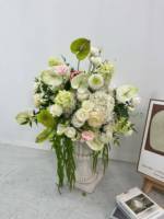 Grand arrangement floral artificiel en soie, Hortensia et Rose Vert Clair, pour vase moderne, centre de table de mariage et décoration de réception