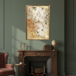 Elegant Printed Antique Map <b>Canvas</b>: Piri Reis Wall Art,GOLD <b>FRAMED</b> <b>CANVAS</b> - Product Image 3