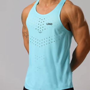 Summer Sports Gym Workout Marathon Quick Dry Seamless Breathable Sleeveless Vest T Shirt Custom Jogging Running Tank Top for Men - Product Image 1
