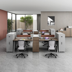 Chất lượng tốt 2.8m thiết kế hiện đại gió nhân viên bàn làm việc văn phòng bàn phân vùng 4 người bàn văn phòng - Product Image 4