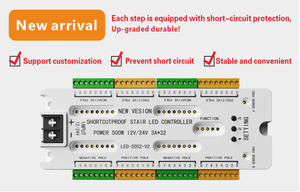32 CH * 3A 500W cầu thang <span class=keywords><strong>LED</strong></span>-2052-V2 cơ thể con người bước cảm biến chuyển động dẫn cầu thang cảm ứng điều khiển chống shortciruit - Product Image 5