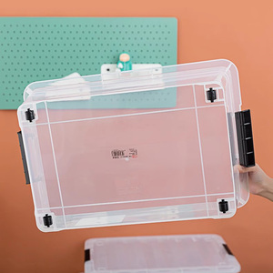 핫세일 PP 다용도 슬림형 침대밑 수납함 안전 잠금 뚜껑 바퀴 포함 가정 사무실 정리함 - Product Image 4