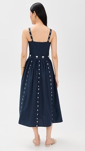 Robe maxi à manches courtes brodée 100% coton tissé Taille naturelle Robe à nouer Robe tendance - Product Image 3