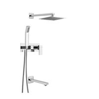 Ensemble de douche thermostatique mural en laiton à trois fonctions, moderne, 8 pouces, avec pommeau de douche pluie rectangulaire, vente en gros