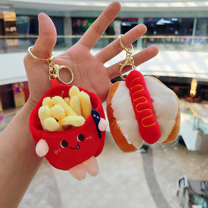 Kawaii 10cm <span class=keywords><strong>PVC</strong></span> gıda peluş anahtarlık yumuşak doldurulmuş oyuncak ekmek Hamburger Hot Dog ve patates kızartması sevimli gıda-tema <span class=keywords><strong>PVC</strong></span> anahtarlıklar - Product Image 2