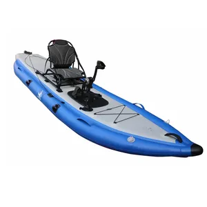 2024 nuevo bote de pedales Kayak de pesca inflable de 12 pies, kayak de Pedal con timón, sentarse en Kajak ligero y estable para una persona a la venta