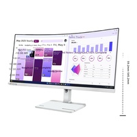 Monitor Kantor Lenovo L34W-4c 34 Inci WQHD 21:9 Ultra Wide Curved Desain High-end Warna Abu-abu Cloud