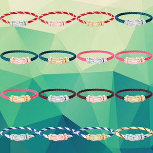 Fashionable Men Women Zircon Beaded Charm <b>Bracelet</b> Rose Gold <b>Red</b> Rope Gilded Horseshoe Buckle - Product Image 1