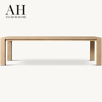 Ensemble de table à manger rectangulaire en bois massif durable, style minimaliste moderne, avec 6 chaises rembourrées et coussinées, directement de l'usine.