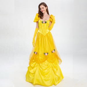 Robe de princesse <span class=keywords><strong>Belle</strong></span> La <span class=keywords><strong>Belle</strong></span> et la Bête pour filles, jaune, style gâteau, pour Noël, costume de scène - Product Image 6