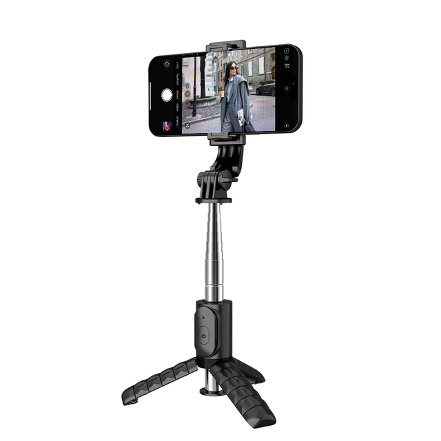 Miccell Mini Wireless Selfie Stick with 360° Rotation and Bluetooth Remote As Phone Tripod for Travelers and Vloggers