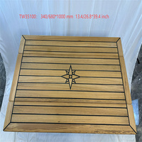 Table pliante rectangulaire en teck pour bateau, deux ailes, 340/680X600, 340/680X800, 340/680X1000, 340/680X1250mm, incrustation étoile, marine, yacht, camping-car
