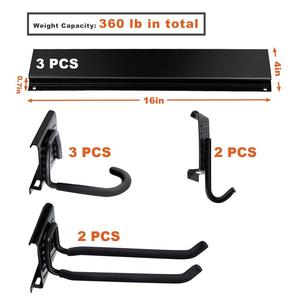 JH-Mech <strong>Bike</strong> Storage Rack <strong>Hooks</strong> System <strong>for</strong> <strong>Garage</strong> Holds 3 Bicycles <strong>for</strong> Standard Rim Adjustable <strong>Bike</strong> Wall Hanger - Product Image 4