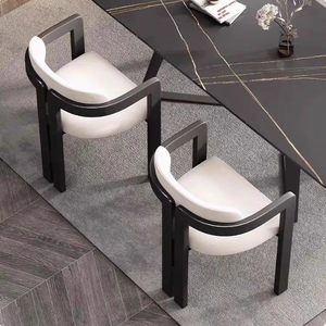 Chaise de salle à manger moderne en cuir à motif griffe de chat, simple et décontractée, avec dossier, stable et écologique - Product Image 3