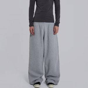 Custom Grey Waffle <b>Baggy</b> Oversized Sweatpants Loose Fit Cotton Waffle Joggers for <b>Men</b> Active Wear <b>Trousers</b> - Product Image 3