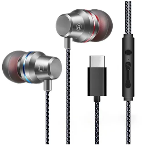 Nuovo arrivo T1 USB-C/tipo-c interfaccia In orecchio auricolare Stereo cablato con microfono 3D Surround Sound cuffie