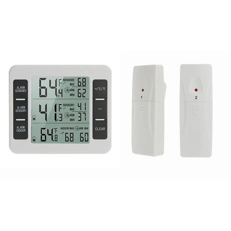 Frigorifero Digitale Senza Fili Smart Frigorifero e Congelatore Allarme Indicatore di Temperatura di Allarme Termometro con 2 Sensori Wireless