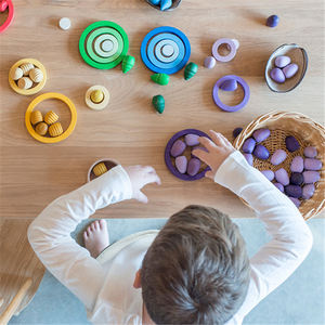 Blocs en bois arc-en-ciel pour enfants Montessori Home Toddler Activities Loose Parts Play Materials Waldorf Toys Children's Constructor - Product Image 2