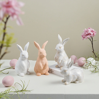 Großhandel Günstige Kreative Hasen-Themen Porzellan Osterhase Figuren Dekorative Matte Keramik Wohnungsdekoration Accessoires