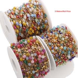 Nouveau acier inoxydable cristal pierre perlée chaîne colorée collier à faire soi-même pull composant bijoux trouver et composant accessoires - Product Image 1