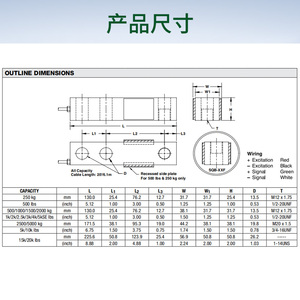เซ็นเซอร์วัดน้ำหนักแบบสปีก CELTRON ของอเมริกา รุ่น SQB-250/500KG/1T/1.5T/2T/5T ความแม่นยำระดับ C3 แรงดันไฟฟ้า 5-24V ช่วงการวัด 0.25-5T  แบบอนาล็อก  ซีรีส์ PTF  วัสดุอัลลอย - Product Image 3