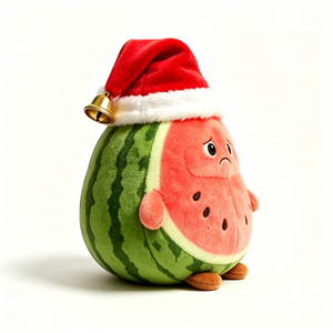 Customize Watermelon stuffed <b>animal</b>, Cute watermelon plushier, Holiday watermelon toy, Santa <b>hat</b> watermelon plush - Product Image 2