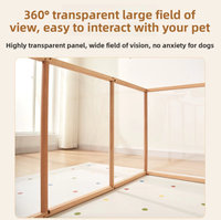 Clôture pour animaux de compagnie transparente et incassable en bois respirant avec porte, enclos pour petits chiens, cage sans assemblage requis, pour intérieur