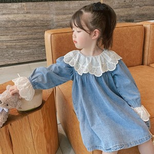 Vestido de primavera superventas con cuello de loto, vestido de bebé con encaje dulce y aberturas para niñas pequeñas - Product Image 3