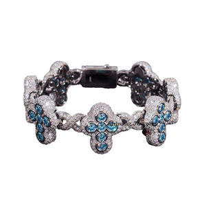 New Design VVS1 Moissanite Bracelets Unisex Pass Diamond Test <b>Cross</b> <b>Chain</b> 925 Silver Rhodium Plated Hip Hop Zuanfa GRA Gift Box - Product Image 3