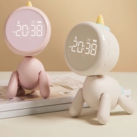 Réveil électronique pour enfants avec veilleuse LED licorne mignonne, rechargeable par USB, 3 sonneries, fonction snooze, pour garçons