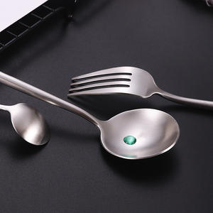 Juego de cubiertos de acero inoxidable 304 portugués, cuchillo, tenedor y cuchara, vajilla occidental, acabado cepillado duradero, mango redondo - Product Image 1