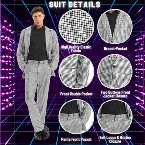Men's Silver Laser Sequin Disco PROM Suit Adult Birthday Halloween Party Dress Inspired By TV Movies Polyester Pants