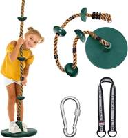 Kit de jeu d'extérieur pour enfants : Corde d'escalade, balançoire avec plateformes et siège disque, sangle de suspension et mousqueton