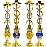 Chicha de luxe arabe en alliage d'aluminium avec lumières LED télécommandées, design miroir à 4 tuyaux, ensemble de chicha écologique et durable pour boîte de nuit