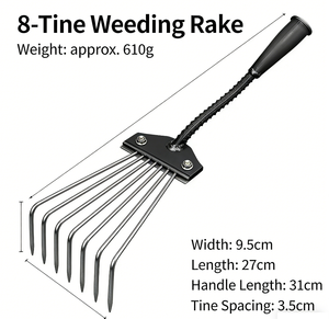 Rastrello da Giardino Professionale Cinese con Manico in Legno e Denti in Acciaio a Cinque/Sei/Sette/otto Denti per Uso in Giardino/Agricolo - Product Image 6